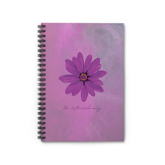 Violet Floral Notebook, Ruled Line Spiral Journal, College Student Gift, Cute Aesthetic Diary, Teen Girl Present, Class Notes Organizer