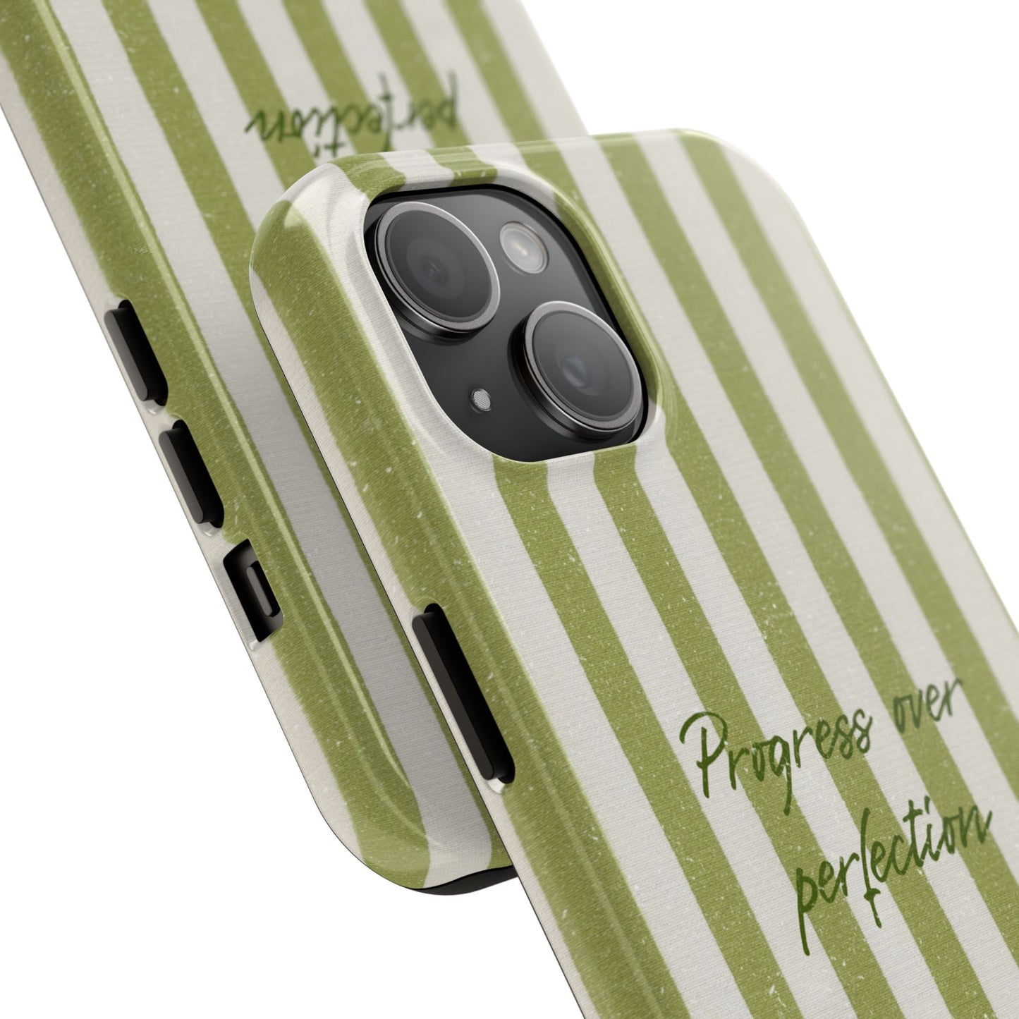 Phone Case: Cute Green & Neutral Stripe for the Elevated Miss