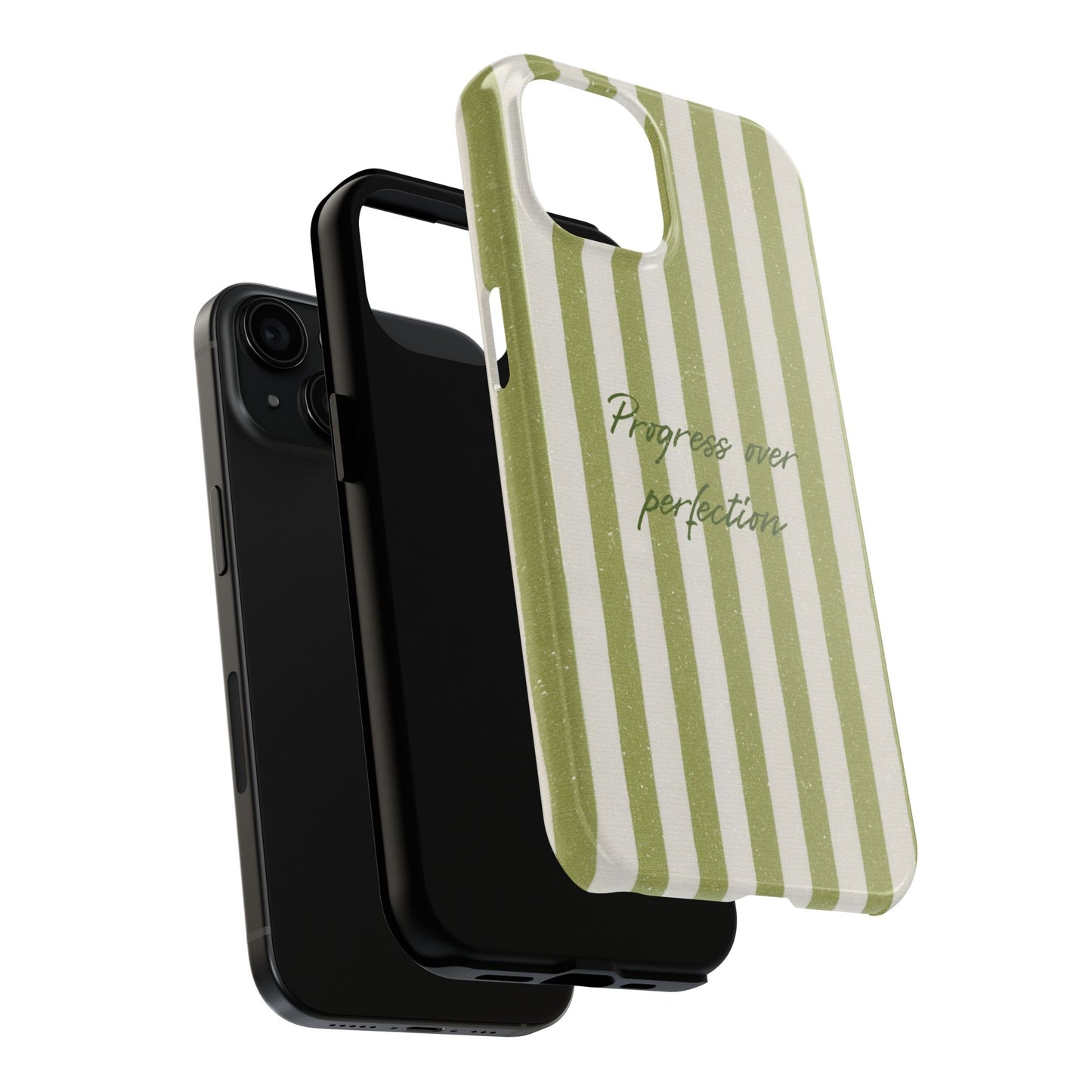 Phone Case: Cute Green & Neutral Stripe for the Elevated Miss