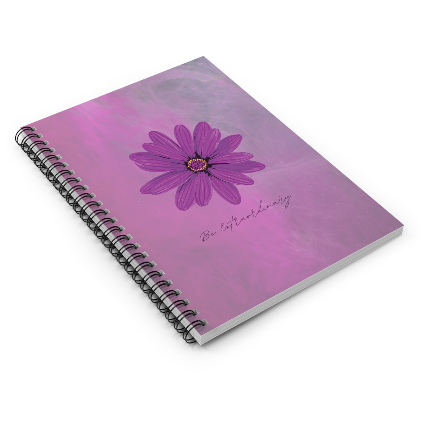 Violet Floral Notebook, Ruled Line Spiral Journal, College Student Gift, Cute Aesthetic Diary, Teen Girl Present, Class Notes Organizer