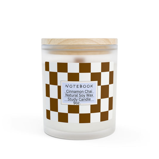 9oz Frosted Glass Candle - Cinnamon Chai Scented Study Candle for College Students, Dorm Room Decor, Relaxation Candle, Self-Care Gift,