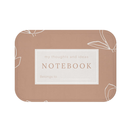 Notebook style bath rug, mauve aesthetic print, teen bathroom has shower curtain sold separately