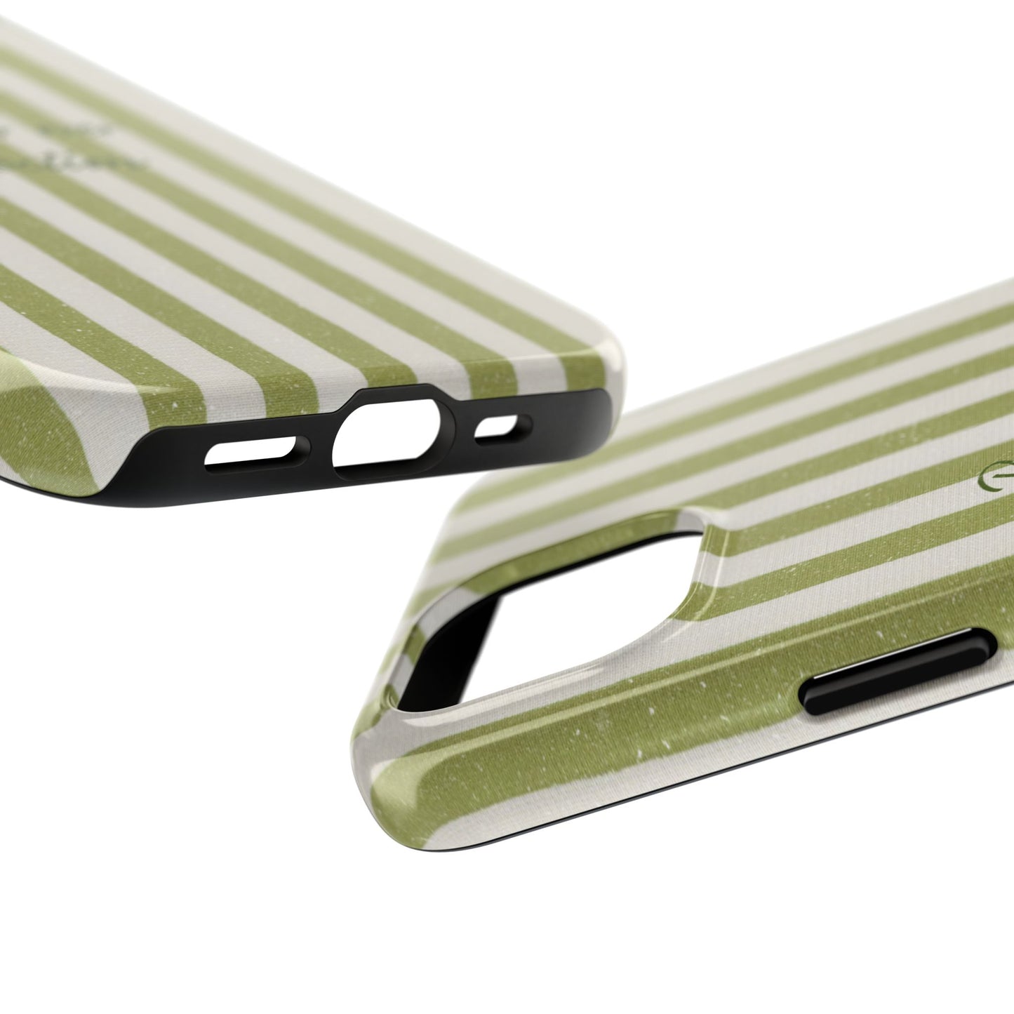 Phone Case: Cute Green & Neutral Stripe for the Elevated Miss