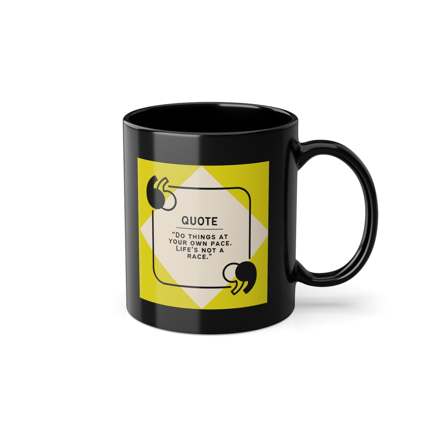 Elegant Black Coffee Mug, 11oz Ceramic, Perfect Gift for Coffee Lovers, Stylish Kitchen Decor, Inspirational Quotes Mug, Minimalist Design