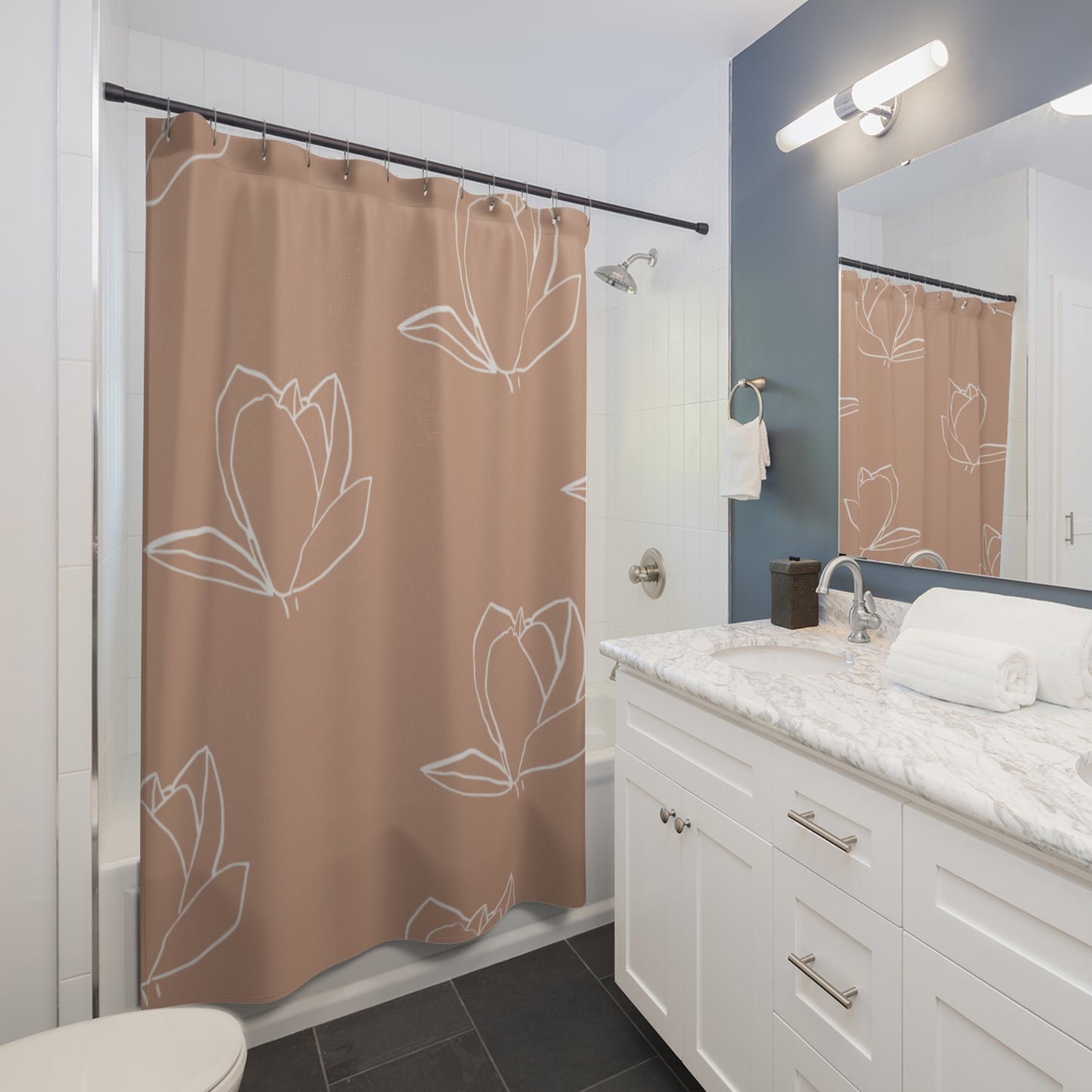 Mauve Shower Curtain, Beige Aesthetic College Dorm Bathroom Decor, Boho Fabric Bathroom Curtain, Trendy Neutral Shower Curtain, Unique