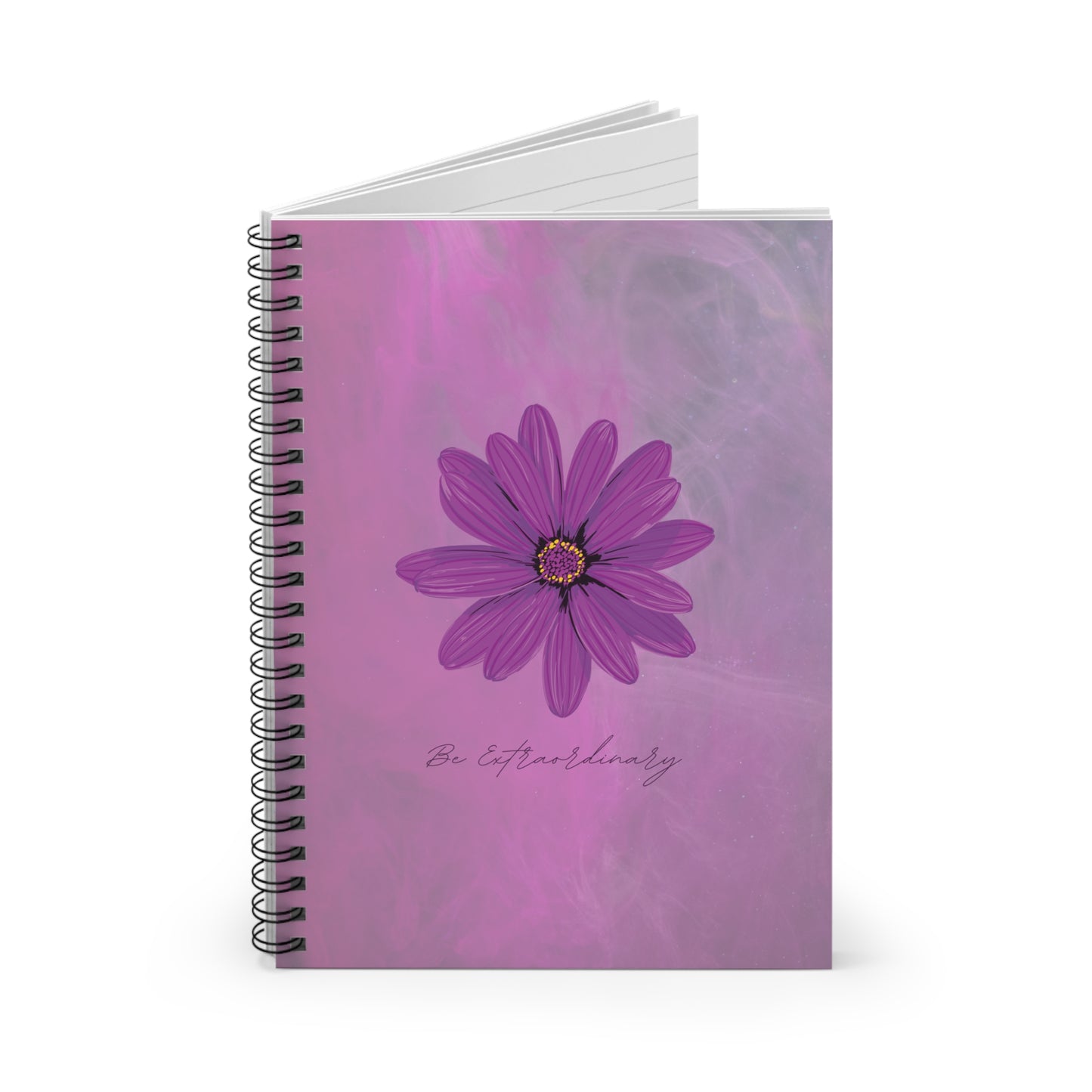 Violet Floral Notebook, Ruled Line Spiral Journal, College Student Gift, Cute Aesthetic Diary, Teen Girl Present, Class Notes Organizer